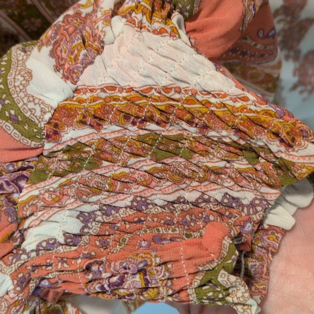 Mystree S Pink and Cream Patterned Kimono Blouse Wrap - Picture 6 of 8